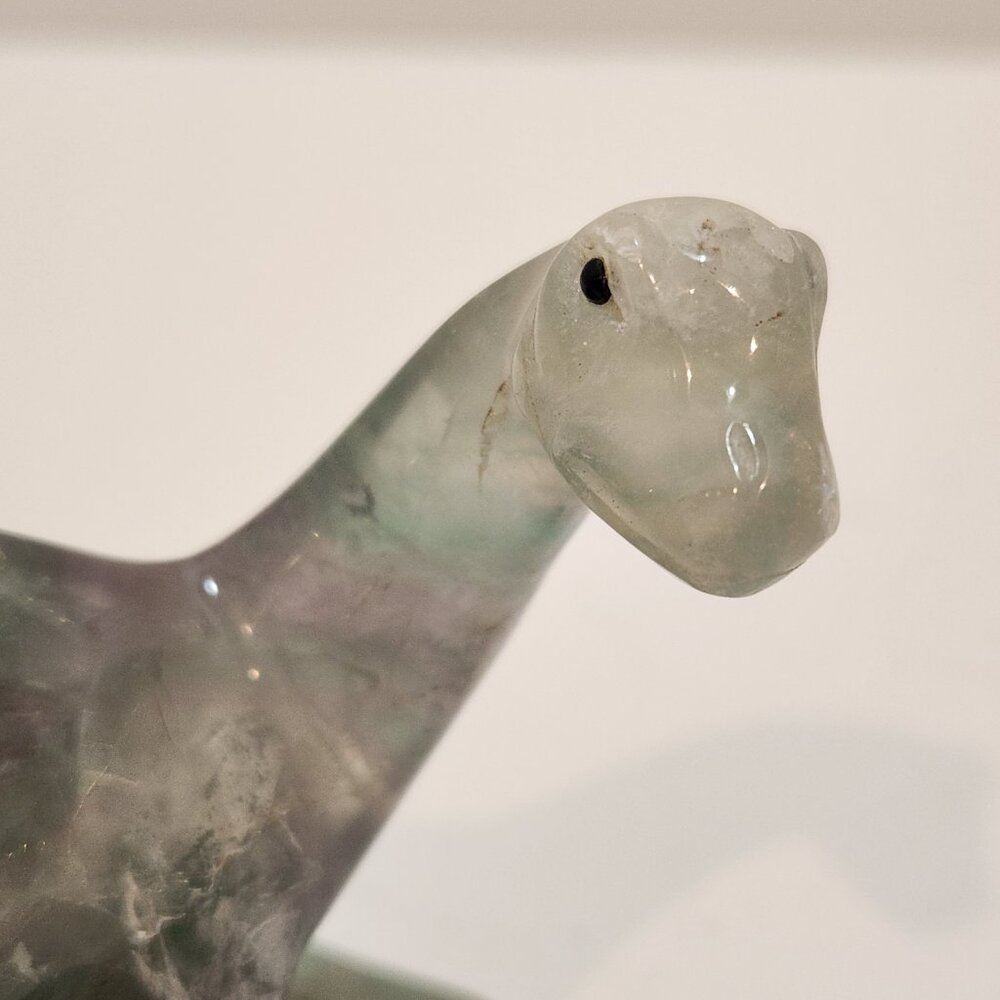 Hand Carved Fluorite Crystal Dinosaur Figurine - Picture 9 of 10